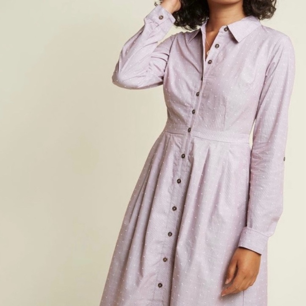 ModCloth Pinstripe Midi Button Down Shirt Dress